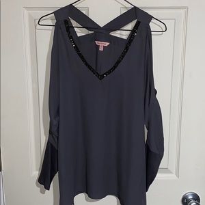 Juicy Couture Crystal V Neck Gray Blouse